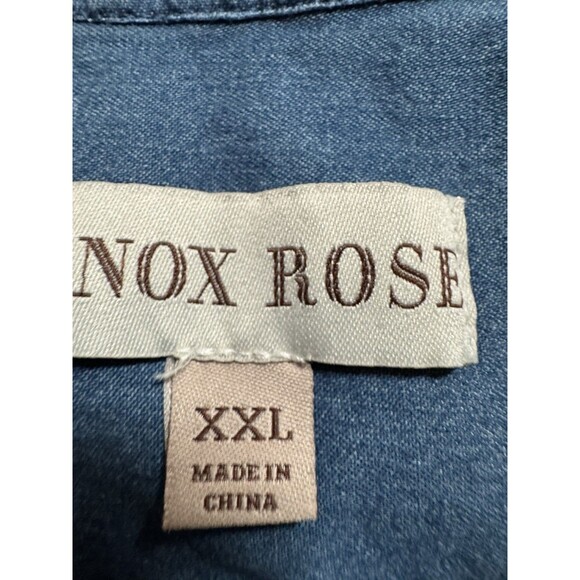 Knox Rose Womens Chambray Embroidered Tunic Sleeveless Dress XXL 65% Cotton - Picture 5 of 8